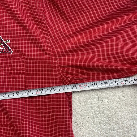 Antigua St Louis Cardinals Men’s M Baseball Long Sleeve Button Up RedPlaid Shirt - Picture 8 of 14